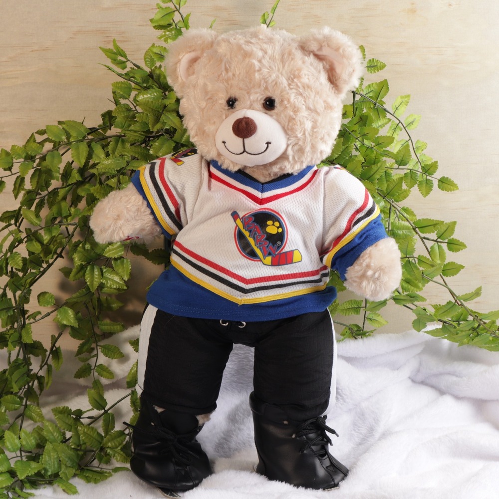 Build A Bear Workshop Hockey Player Teddy Bear Plush with Jersey Pants Skates
